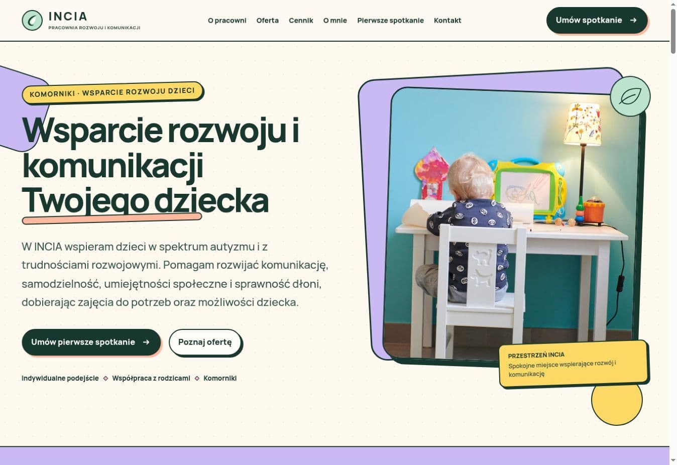 INCIA - Centrum Terapii - Sekcja hero